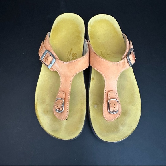 SAS Tripad Sanibel Leather Slip On Flip Flop Thong Sandal Womens Orange 8M - Picture 7 of 10